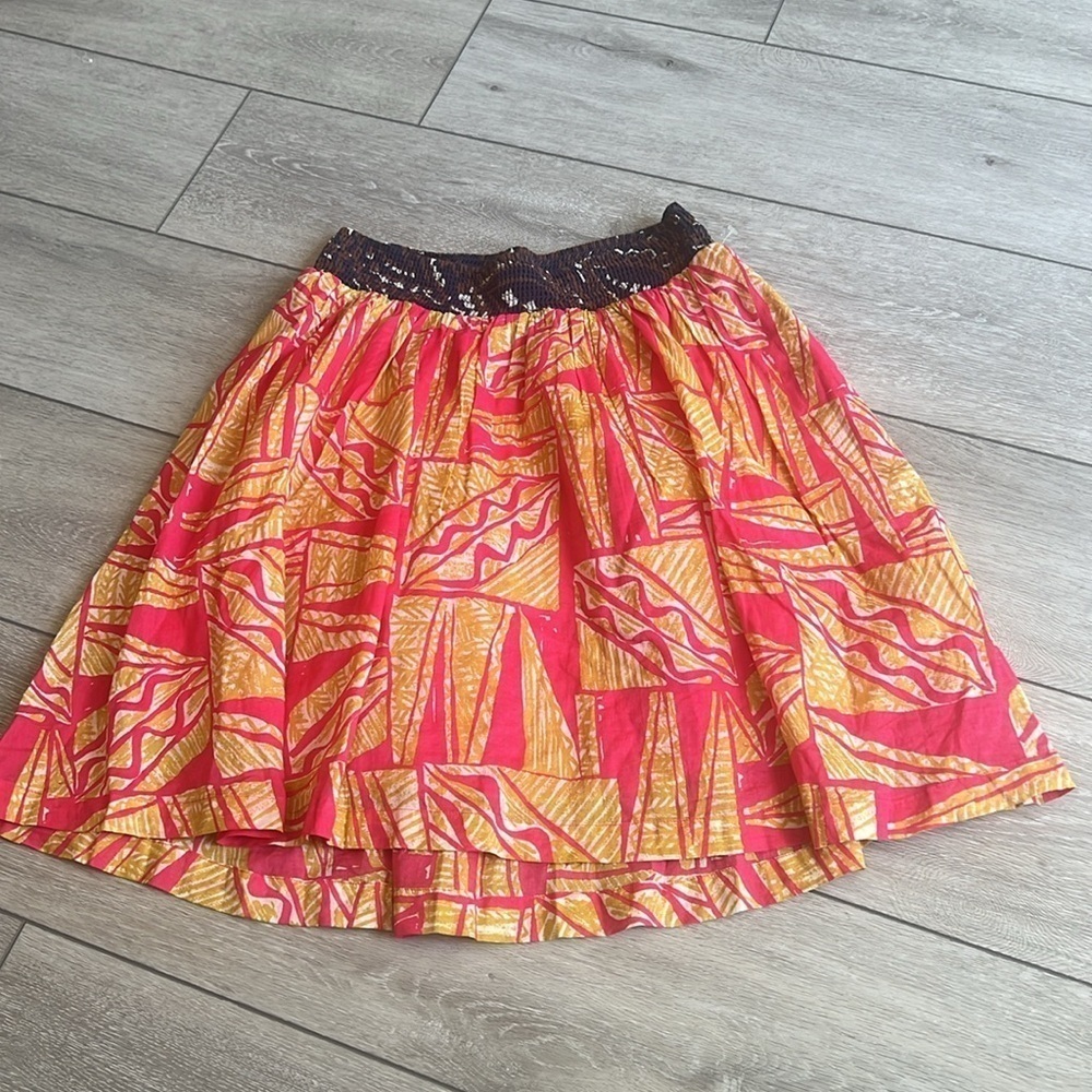Anthropologie Vanessa Virginia mixed patterned pull on boho alone skirt medium - Picture 2 of 8